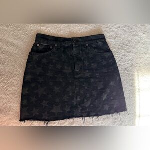 YSL runway Saint Laurent black denim mini skirt start designer French brand lux